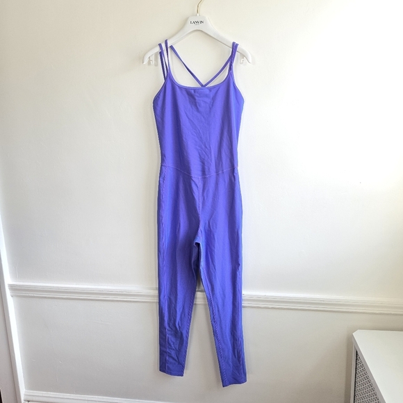 New Free People Movement You Glow Girl Strappy Iridescent Purple Jumpsuit Large - Picture 3 of 6